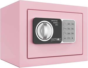 lot 13229 image: PATRON small safe box with key��mini safe for money��small coin safes for home with code��0.236 Cubic Feet Pink