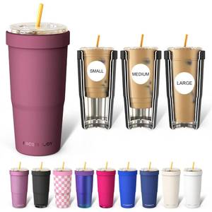 lot 13241 image: Frost Buddy Togo Buddy 30 oz Stainless Steel Vacuum Insulated Tumbler To Go Coffee Cup Iced Coffee Cups, Iced Coffee Sleeve, Travel Mug, Thermal Cup for Hot & Cold Drinks, Dunkin Cup (Winter Berry)