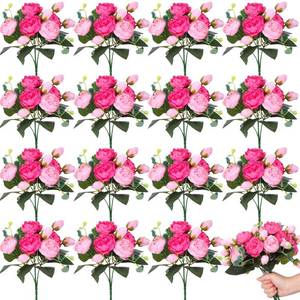 lot 13243 image: Yunlly 16 Packs Artificial Peony Flowers Faux Peonies Bouquet Silk Vintage Wedding Home Table Door Decor Reusable Bouquet Rose Flowers for Bridal Wedding Birthday Home(Pink,Peony)