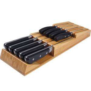 lot 13254 image: NIUXX Bamboo In-Drawer Knife Block Set for 9 Knives(Not Included), Large Kitchen Detachable Washable Cutlery Slot Organizer Storage Holder for Sharpening Steel and Cutter