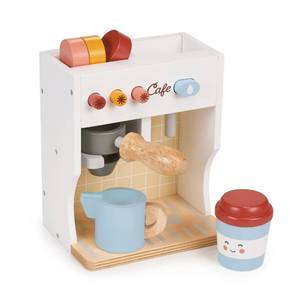lot 13257 image: Mentari Toys - Barista Set - Wooden Coffee Machine Pretend Food Play Toy with Espresso Capsules and Cups - Made with Premium Materials and Craftsmanship - Age 3