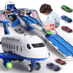lot 13259 image: Airplane Toy Race Track Kids Toys, Foldable 4 Layer Toddler Car Track Playset, Toy Plane Transport Car Carrier & 6 Race Cars, Toddlers Toys Birthday Xmas Gifts for Age 3 4 5 6 Years Old Boys Girls