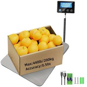 lot 14160 image: Shipping Scale, 440 LB Heavy Duty Postal Scale for Packages, Large Mailing Scale for Postage, Industrial, Small Business, Laundry, Warehouse, Stainless Steel Over Load Protection & Dual Powe