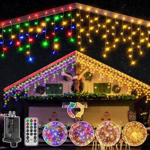 lot 14166 image: Ollny Icicle Lights for Outside 306LED 25FT, Color Changing Christmas Light with Remote 11 Modes Timers Waterproof, Plug in Connectable Hanging Lights for Outdoor Indoor House Roof Holiday