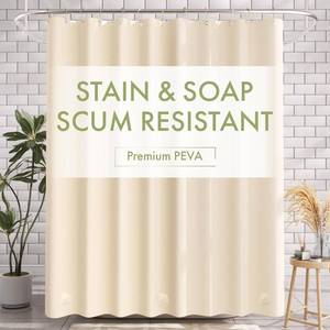 lot 14171 image: AmazerBath Shower Curtain Liner, 72x72 Beige Shower Curtain Liners, Lightweight Plastic Shower Liner, Cute PEVA Waterproof Cream Shower Curtains for Bathroom with 3 Magnets and 12 Grommets