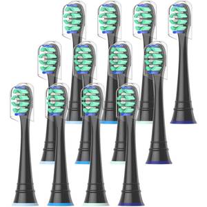 lot 14192 image: Replacement Heads Compatible with Sonicare Toothbrush, Replacement Brush Head for Philips Sonicare Electric Toothbrush 4100 5100 6100 9900 C2 W3 and More Click-on Handles 12 Black