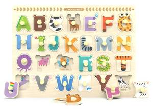 lot 14202 image: Wooden Peg Puzzle for Toddlers, Alphabet Learning Toys, Baby Puzzles Alphabet Board for Kids, Preschool Knob Puzzle for Boys Girls, Chunky ABC Shape Puzzles for 2 3 4 Year Old
