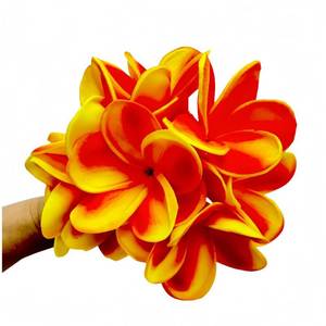 lot 14210 image: Naeutop 10 pcs Orange-Red Artificial Plumeria Flowers -1.5inch Stems & 3inch Real Touch Lifelike Frangipani Fake Flower Bouquets for Cake Top Home Office Wedding Engagement Party Spring Flowers Decor