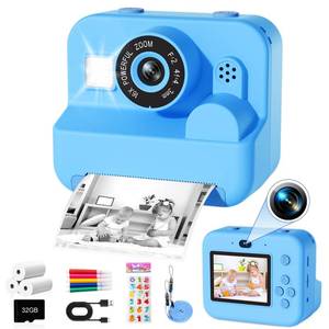 lot 14213 image: Kids Camera Instant Print - 1080P HD Video Digital Camera for Toddler with Printing Photo Paper, Portable Toy for 4 5 6 7 8 9 10 Years Old, Christmas Birthday Gifts for Boys Girls (Blue)