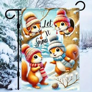 lot 14219 image: BlissYard Winter Garden Flag 12x18 Inch Christmas Garden Flag Cute Squirrel Family Snowy Forest Scene Welcome Winter Flags Holiday Outdoor Yard Banner Christmas Flags Seasonal Home D�cor