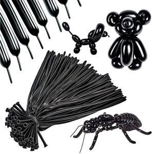 lot 14240 image: 260 Long Balloons 100 Pack Black Twisting Animal Balloons Thickening Latex Modeling Long Magic Balloons for Animal Model Halloween Weddings Birthdays Festival Party Decorations (black)