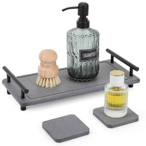 lot 14256 image: Segbeauty 12x6in Bathroom Tray Countertop Organizer, Quick Dry Stone Drying Tray for Bathroom Kitchen, Water Absorbing Diatomaceous Earth Tray Stone Coasters Counter Decor Sponge Holder Vanity Trays
