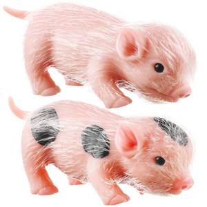 lot 14272 image: Vinsot 2 Pieces Silicone Pigs 5 Inch Mini Dolls Lifelike Whole Body Silicone Pig Soft Reborn Animals Doll Toys with Hair Soft Reborn Animals Fake Pets for Piggy Gifts(Classic, Stylish)