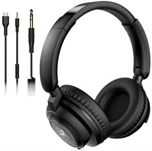 lot 14278 image: BeAttack Wired Over Ear Headphones Studio Monitor & Mixing DJ Stereo Headsets with 50mm Drivers and 14 to 3.5mm Jack for Cellphone Type C AMP Computer Recording Podcast Keyboard Guitar Laptop Black