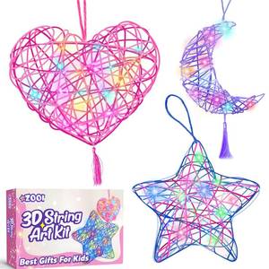 lot 14280 image: ZOOI Valentines Day Gifts for Kids, Gifts for Teen Girls Arts and Crafts for Kids Girls Ages 8-12, Kids Valentines Day Gift 3D String Art Kit, Light Up String Toys, Birthday Gift for Girls Ages 8-12