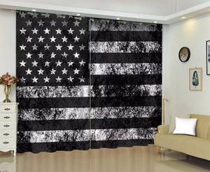lot 14285 image: kxry Black and White USA American Flag Blackout Curtains for Bedroom Living Room US Stars Darkening Grommet Curtain 63 Inches Long Window Drapes Treatment Room Decor,2 Panels Set, 52W x 63L