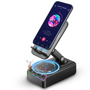 lot 14288 image: Hupoaf Adjustable Cell Phone Stand with Wireless Induction Bluetooth Speaker, HD Surround Sound for Home and Outdoors, Compatible with iPhoneiPadSamsung Galaxy, Popular Gifts for Men Women Dad Mom