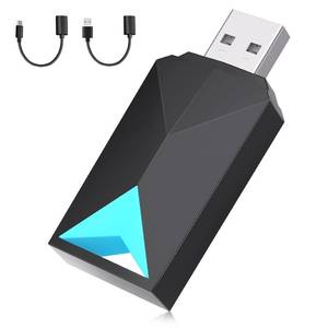 lot 14290 image: Wireless CarPlay Adapter Android Auto, 2 in 1 Wired to Wireless Carplay Dongle Fit for Factory Wired CarPlayAndroid Auto Cars 2016, 5GHz WiFi Low Latency Plug & Play Online Update Black