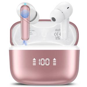 lot 14297 image: AI Translation Earbuds Real Time, 144 Language Translator Earbuds 3-in-1 Translation Headphones for iPhone and Android with 6 Translation Modes, Translating Device for TravelBusinessLearning, Rose
