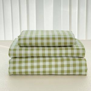 lot 14299 image: NSNLGSGC Sage Green Gingham Queen Sheet Set, Soft Brushed Microfiber Plaid Queen Bed Sheets, 4-Pieces Grid Sheet Set with Deep Pocket