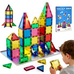 lot 14335 image: HDCooL Magnetic Tiles, 32 PCS Giant Magnetic Tiles with Iron Box, Choke-Proof Design with Strong Magnets, STEM Educational Toys for Kids Ages 3, Portable Building Blocks Gift for BoysGirls