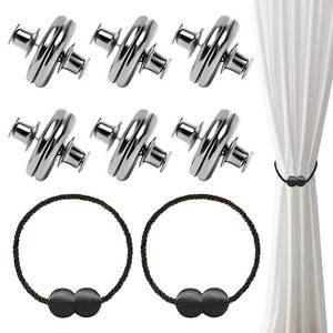 lot 14337 image: 6 Pair Curtain Magnets Closure,Curtain Magnets,to Hold Curtains Closed,with 2 Pcs Magnetic Curtain Tiebacks,for Home Outdoor Bedroom Office Decorative Curtain