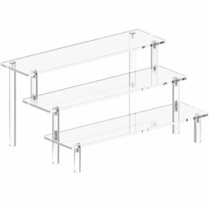 lot 14346 image: Acrylic Display Stand Risers, 3 Tier Perfume Stand Organizer, Clear Cupcake Stand Holder, Large Shelf Risers for Figures, Display Shelf for Collectibles, Dessert Shelves for Decoration and Organizer