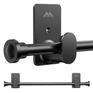 lot 3783 image: ZNONOX Curtain Rods No Drilling for Windows 30 to 120 Inches,58 Inch Diameter No Drill Curtain Rod Modern Finial with 3M Adhesive Brackets, Black
