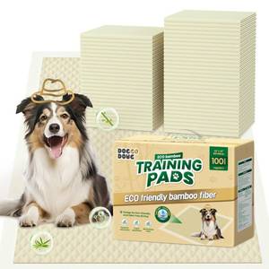 lot 3785 image: DOGGO DOUG Puppy Pads 100 Count Small 22x22in Bamboo Training Pads Deodorizing Leakproof Quick Drying Dog Pee Pads Super Absorbent Disposable Pee Pads for Dogs Puppies, Doggie, Cats, Rabbits