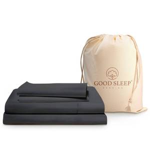 lot 3789 image: Good Sleep Bedding 100% Egyptian Cotton Queen Sheets - Bedsheets Queen Size Bed, 4 Pc, Queen Bed Sheet Set, Luxury Sateen Weave, 16 Deep Pocket Queen Sheet Set - Dark Grey Sheets Queen Size