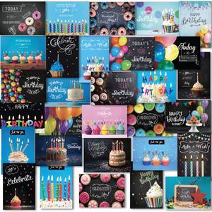 lot 3796 image: 120 Birthday Cards Bulk- Happy Birthday Cards with Envelpoes,30 Unique Blackboard Designs, Large 5x7 Inches, Includes Kraft and White Envelopes �� Assorted Birthday Cards for Business & Personal Use