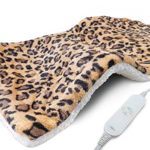 lot 3804 image: UNOWIX Full Weighted Electric Heating Pad for Back Pain & Period Cramps Relief, Heat Pad with 12 Heat Settings, Plush 2.3LB Hot Weighted Heated Pad (Leopard Print, 12�24 BZ Brown)