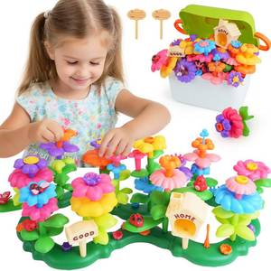 lot 3805 image: Gaitel Flower Garden Building Toys for 3-7 Year Old Girls - Best Birthday Gifts for Toddler Ages 3-5 5-7, Educational Kit with 120 Pieces, Stacking Pretend Play Set for Preschool Kids