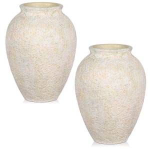 lot 3806 image: Rustic Ceramic Vase for Home Decor �� 2PCS 6.7 Small Decorative Beige Vases for Dried Flowers, Pampas Grass, Faux Plants �� Modern Farmhouse Boho Table Centerpiece