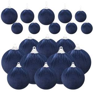 lot 3825 image: Gresorth 10 Pcs Navy Blue Velvet Christmas Ball Ornaments Flocked Hanging Balls Ornament Shatterproof Baubles Decor Christmas Tree Holiday