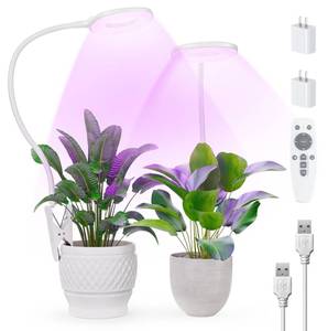 lot 3845 image: Full Spectrum Grow Lights for Indoor Plants, Clip On Plant Lights for Indoor Growing with 4812H Timer, 3 Light Modes, 10 Dimmable Levels, Adjustable Gooseneck, Remote Control, 2-Pack