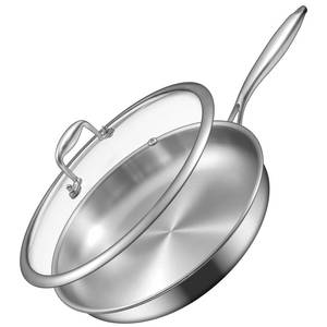 lot 3849 image: EWFEN 12 Inch Tri-Ply Stainless Steel Frying Pan, Compatible with All Cooktops Up to 600��, Large Frying Pan with lids, Induction-Ready Skillet, Dishwasher and Oven Safe, Even Heat, 12 Skillet  Lid