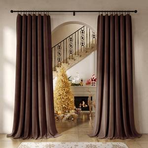 lot 3856 image: Beauoop Coffee Brown Velvet Curtains 96 Inches Long 2 Panels for Bedroom Living Room Soft Luxury Room Darkening Thermal Insulated Soundproof Rod Pocket Window Treatments Drapes, 52X96 Set of 2