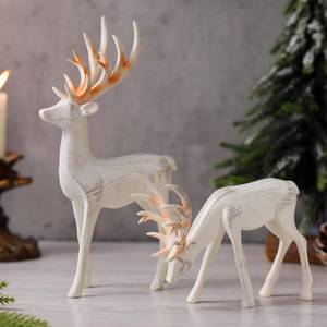 lot 3868 image: Yookeer 2 Pcs Retro White Christmas Reindeer Figurines Small Resin Standing Bowing Deer Figurine Mini Neutral Xmas Deer Table Decoration for Home Indoor Holiday Statue Rustic Decor