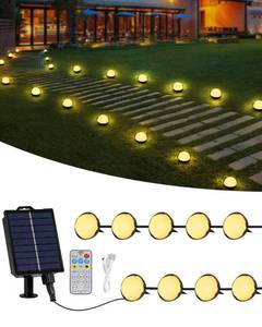lot 3881 image: Solar Christmas Ground Lights Outdoor, 30 LED 40Ft Pathway Lights with Remote,Solar Garden Light Landscape Lighting for Patio Pathway Lawn Yard Deck Driveway Walkway Driveway Light (Warm White)