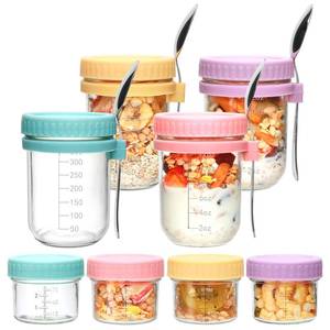 lot 3884 image: Cadamada 4 Pack Overnight Oats Containers with Lids and Spoons��16 Oz Glass Mason Jars for Overnight Oats Jars, Leak Proof oatmeal Container Meal Prep Jar for Cereal Salad Milk Yogurt Vegetable
