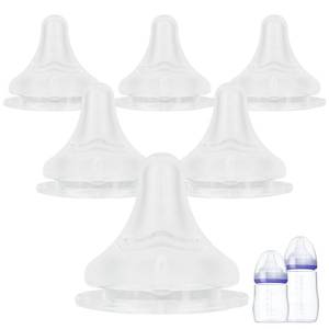 lot 4096 image: Silicone Nipples for Lansinoh Bottles, Size L,Replacement Bottle Nipple,6m,Fast Flow, 6 Count