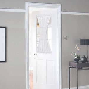 lot 4098 image: NICETOWN Linen Textured Door Curtain - White Sidelight Panel Curtain Semi Sheer French Front Door Curtain with Tieback for Kitchen, 30 inches W x 40 inches L, Single Panel
