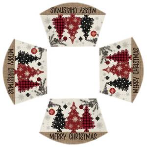 lot 4102 image: Artoid Mode Christmas Trees Pine Branches Wedge Shape Placemats for Round Table Set of 4, Winter Seasonal Kitchen Dining Table Decoration for Indoor Party Home