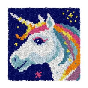 lot 4107 image: Numptain Latch Hook Kits for Adults,DIY Rug Crafts Unicorn Pattern Color Printed Canvas,Latch Hook Kits for Beginners Handmade Needlework Crafts Home Decoration,12x12 NT23