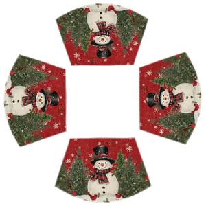 lot 4108 image: Artoid Mode Red Christmas Snowman Wedge Placemats for Round Table Set of 4, Winter Seasonal Kitchen Dining Table Decoration for Indoor Party Home