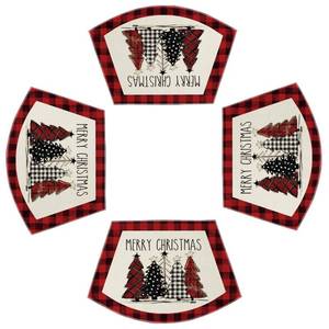 lot 4109 image: Artoid Mode Red Christmas Trees Wedge Shape Placemats for Round Table Set of 4, Winter Seasonal Kitchen Dining Table Decoration for Indoor Party Home