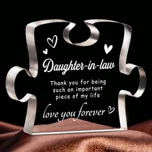 lot 4112 image: Valentines Day Daughter in Law Gifts- Engraved Acrylic Block Puzzle, Gifts for Daughter in Law for Wedding, Christmas, Birthday, Mothers Day Decorations