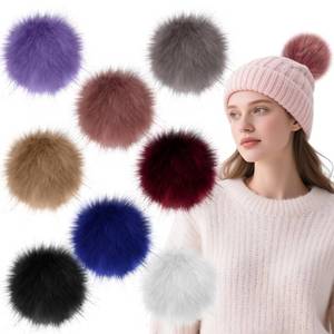 lot 4114 image: Juinte 8 Pcs 6 Inch Large Fur Pom Pom Balls for Hats Fluffy Faux Fur Pompom Balls with Snap Button for Hat Shoes Scarves Bag Charms DIY Crafts (Warm Color)