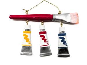 lot 4116 image: Paint Brush With Paint Tubes Ornament